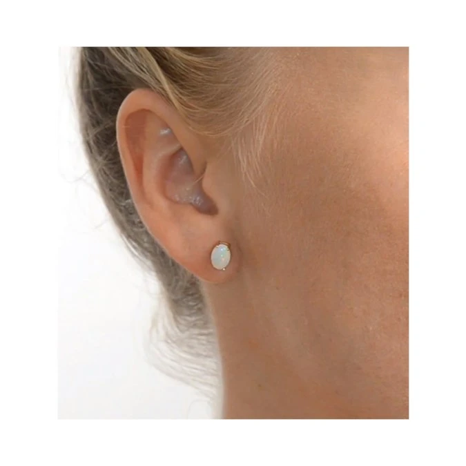 Opal 7 X 5mm 9K Yellow Gold Earrings 3 Opal 7 X 5mm 9K Yellow Gold Earrings - Image 3