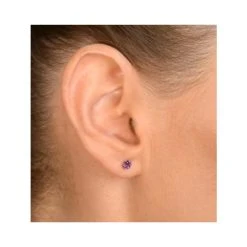 Amethyst 4mm 9K Yellow Gold Stud Earrings -The Diamond Store B3504 v1