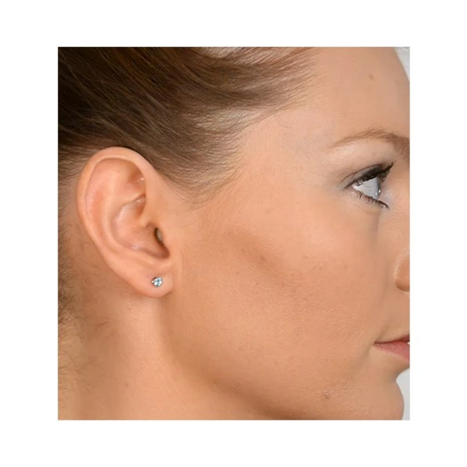 Blue Topaz 4mm 9K Yellow Gold Stud Earrings 2 Blue Topaz 4mm 9K Yellow Gold Stud Earrings - Image 2