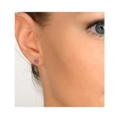Pink Sapphire 0.45ct 9K White Gold Earrings -The Diamond Store B3613 v2