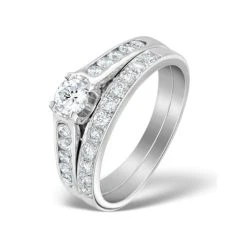 Matching Diamond Engagement And Wedding Ring 0.71ct Platinum