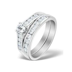 Matching Diamond Engagement And Wedding Ring 0.88ct Platinum