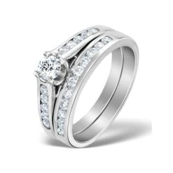 Matching Diamond Engagement And Wedding Ring 0.86ct Platinum