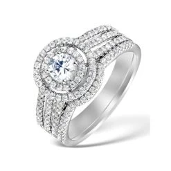 Matching Lab Diamond Engagement And Wedding Ring 1ct VS1 18K White Gold