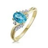 Blue Topaz 0.94CT And Diamond 9K Yellow Gold Ring