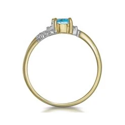 Blue Topaz 0.94CT And Diamond 9K Yellow Gold Ring -The Diamond Store C3135 02