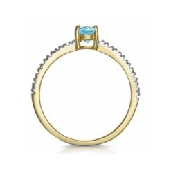 Aquamarine 0.35CT And Diamond 9K Yellow Gold Ring -The Diamond Store C3290 02