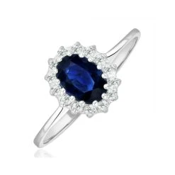 Sapphire 0.95ct And Diamond 9K White Gold Ring