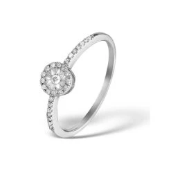 Halo Ring With 0.11ct Of Diamonds Set In 9K White Gold