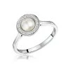 Pearl And Diamond Stellato Ring 0.08ct In 9K White Gold