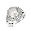 Pearl And Diamond Stellato Ring 0.20ct In 9K White Gold