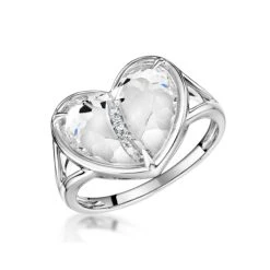 White Topaz And Diamond Stellato Ring 0.02ct In 9K White Gold