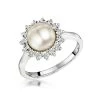 Stellato Collection Pearl And Diamond Ring 0.05ct In 9K White Gold