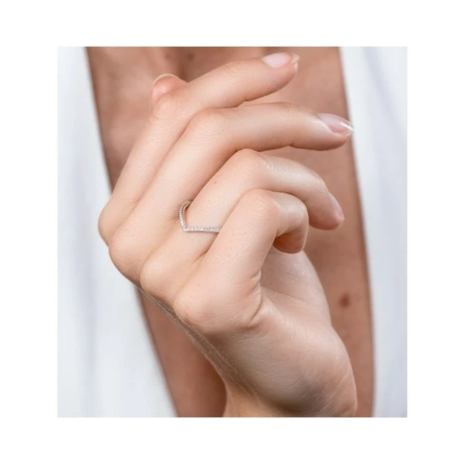 Stellato Collection Diamond Wishbone Ring 0.12ct In 9K White Gold 2 Stellato Collection Diamond Wishbone Ring 0.12ct In 9K White Gold - Image 2