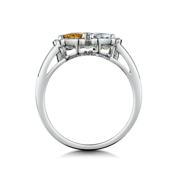 Multi Gem Flower Design Stellato Collection Ring In 9K White Gold 3 Multi Gem Flower Design Stellato Collection Ring In 9K White Gold - Image 3