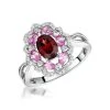 Garnet Pink Sapphire And Diamond Stellato Ring 0.14ct In 9K White Gold