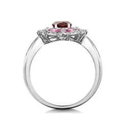 Garnet Pink Sapphire And Diamond Stellato Ring 0.14ct In 9K White Gold -The Diamond Store C3784 s