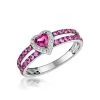 Rhodolite Pink Sapphire And Diamond Stellato Heart Ring 9K White Gold