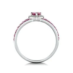 Rhodolite Pink Sapphire And Diamond Stellato Heart Ring 9K White Gold -The Diamond Store C3794 s