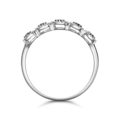 Sapphire And Halo Diamond Stellato Eternity Ring In 9K White Gold -The Diamond Store C3795 02