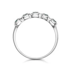 Emerald And Halo Diamond Stellato Eternity Ring In 9K White Gold -The Diamond Store C3796 02