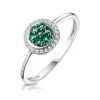 0.16ct Emerald And Diamond Ring In 9K White Gold - Stellato Collection