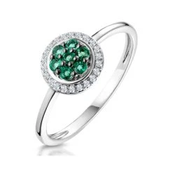 0.16ct Emerald And Diamond Ring In 9K White Gold - Stellato Collection