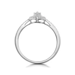 Masami Marquise Lab Diamond Engagement Ring Halo Pave Set In 925 Sterling Silver -The Diamond Store C3812 02