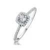 Masami Lab Diamond Halo Engagement Ring 0.25ct Pave Set In 925 Sterling Silver