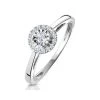 Masami Lab Diamond Engagement Ring 0.20ct Pave Set Halo In 925 Sterling Silver