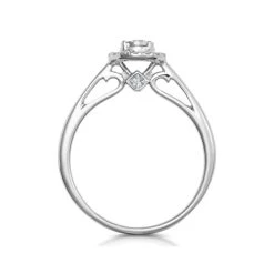 Masami Lab Diamond Engagement Ring 0.20ct Pave Set Halo In 925 Sterling Silver -The Diamond Store C3815 02 1