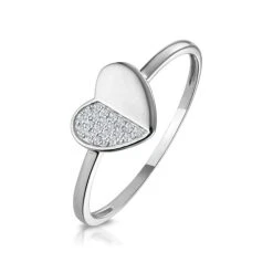 Stellato Diamond Pave Heart Ring In 9K White Gold