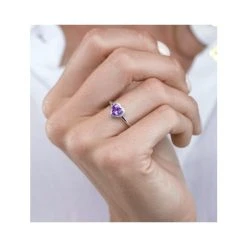 Halo Amethyst And Diamond Stellato Heart Ring In 9K White Gold -The Diamond Store C3833h