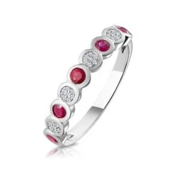 Stellato Ruby And Diamond Eternity Ring In 9K White Gold