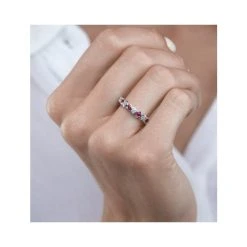 Stellato Ruby And Diamond Eternity Ring In 9K White Gold -The Diamond Store C3839h