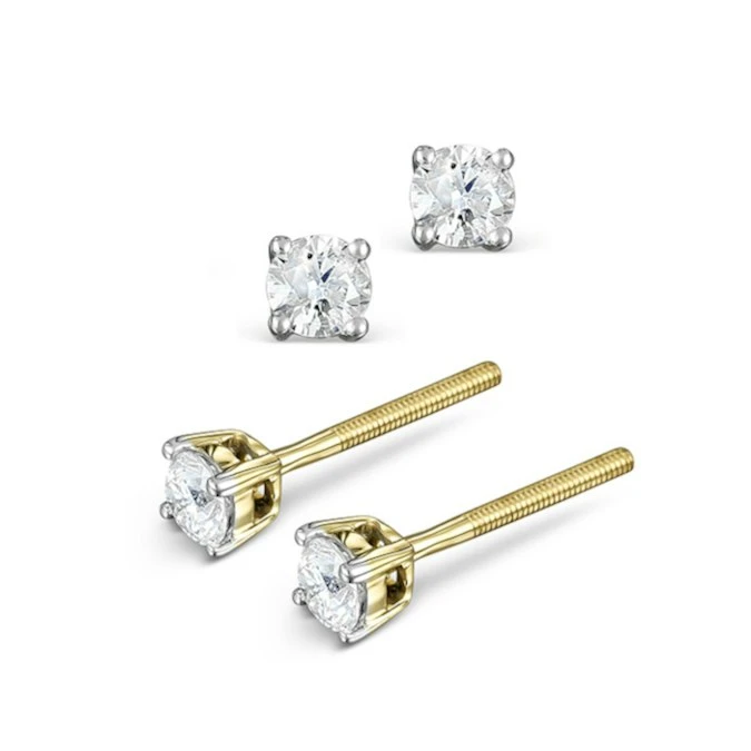 Diamond Stud Earrings 3.4mm 18K Gold - 0.30CT - F-G/VS 2 Diamond Stud Earrings 3.4mm 18K Gold - 0.30CT - F-G/VS - Image 2