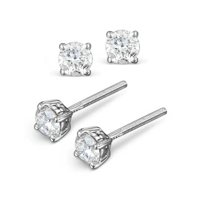 Diamond Earrings 0.50CT Studs H/SI Quality In Platinum - 4.1mm 2 Diamond Earrings 0.50CT Studs H/SI Quality In Platinum - 4.1mm - Image 2
