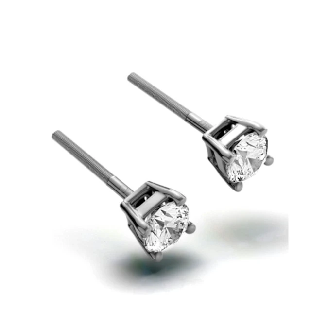Diamond Earrings 0.66CT Studs H/SI Quality In 18K White Gold - 4.5mm 2 Diamond Earrings 0.66CT Studs H/SI Quality In 18K White Gold - 4.5mm - Image 2