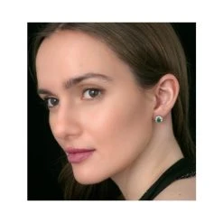 Emerald And Diamond Cluster Earrings 7 X 5mm In 18K White Gold -The Diamond Store DCE08 Ewh 2