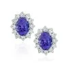 Tanzanite And Diamond Earrings 7 X 5mm In 18K White Gold