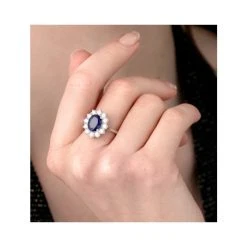 Sapphire 2.3ct And Diamond 1ct Cluster Ring In 18K White Gold -The Diamond Store DCR05 SQh 2