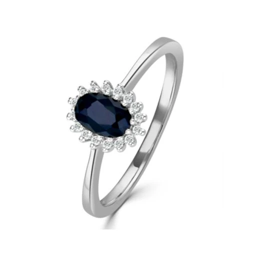 Sapphire 6 X 4mm And Diamond 9K White Gold Ring A4433 -The Diamond Store DCR08 Sw