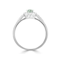 Emerald Ring With Lab Diamonds In 925 Silver - 5 X 3mm Centre -The Diamond Store DCR10 Esw