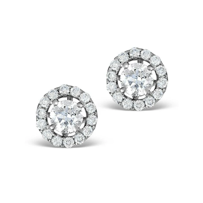 Halo Diamond Earrings - Ella 18K White Gold 0.84ct H/SI FG26 1 Halo Diamond Earrings - Ella 18K White Gold 0.84ct H/SI FG26