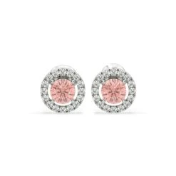Ella Pink Lab Diamond 1.34ct Halo Earrings In 18K White Gold - Elara Collection