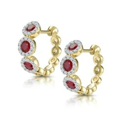 Ruby And Diamond Trilogy Earrings In 18K Gold - Asteria Collection -The Diamond Store DE09 R 02