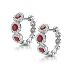 Ruby And Diamond Trilogy Earrings 18K White Gold - Asteria Collection -The Diamond Store DE09 R 02w