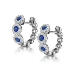 Sapphire And Diamond Earrings 18K White Gold - Asteria Collection -The Diamond Store DE09 S 02w