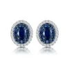 Sapphire And Lab Diamond Halo Earrings 9K White Gold - Asteria
