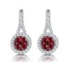 0.75ct Ruby And Diamond Halo Earrings 18KW Gold - Asteria Collection
